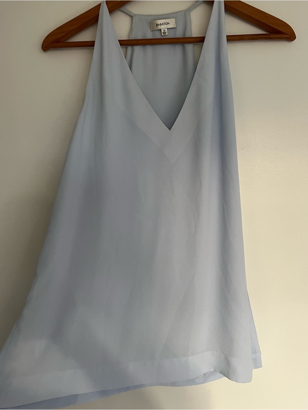 Babaton Pale Blue Strapless Flow shirt